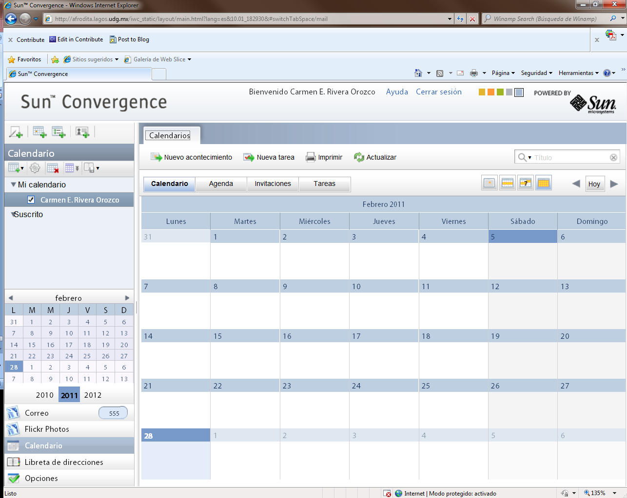 Calendario Nos facilita la administración de una agenda, la cual permite citar actividades o tareas FIGURA 14.