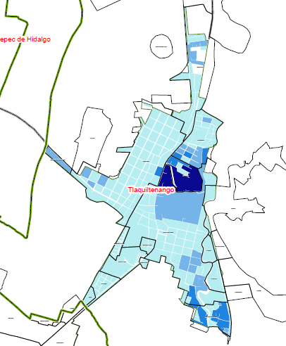 CARENCIA DE DRENAJE EN VIVIENDAS HABITADAS Porcentaje de viviendas particulares habitadas que no disponen de drenaje Miguel Hidalgo 9 (3.7%) 2,036 Gral. Celerino Manzanares 3 (.