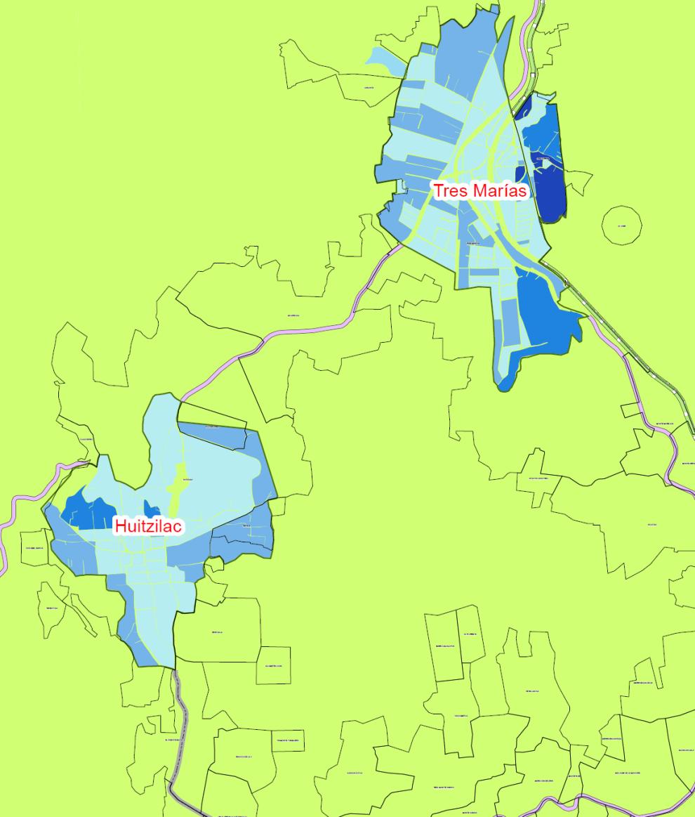 CARENCIA DE DRENAJE EN VIVIENDAS HABITADAS Porcentaje de viviendas particulares habitadas que no disponen de drenaje Tres Marías 37 (3.2%) 5,085 Las Torres 26 (.4%),005 Huitzilac 25 (2.