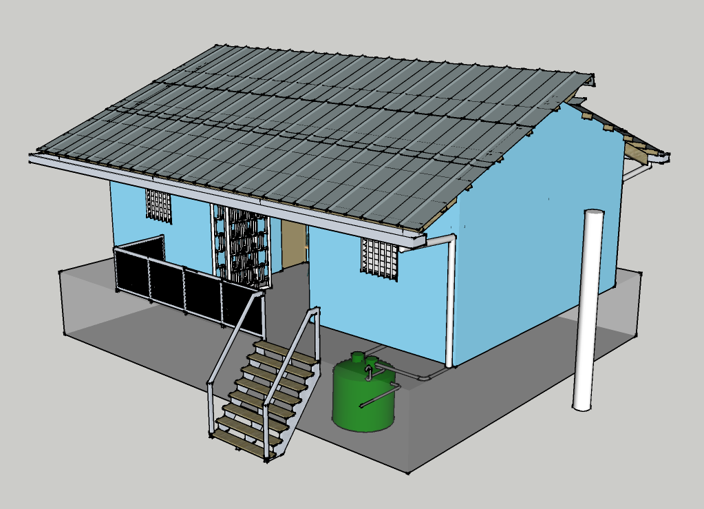 06 04 agua residual La casa tiene su propio sistema de alcantarillado. El agua residual en el tanque de aireación se pone en contacto con bacterias aeróbicas.