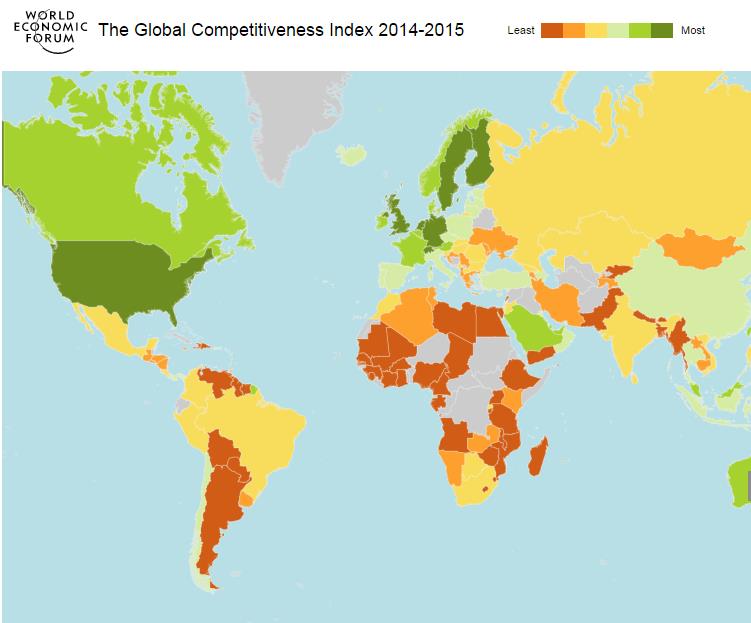 Competitividad Mexicana El Índice Global de Competitividad 2014-2015, elaborado por el Foro Económico Mundial, evalúa el panorama de competitividad de 144 economías a partir de su productividad y la