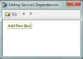 En las propiedades de la nueva dependencia, en "Name", nos aparecerá un desplegable con los servicios de Windows, seleccionaremos del que queramos que dependa nuestro servicio: DisplayName: