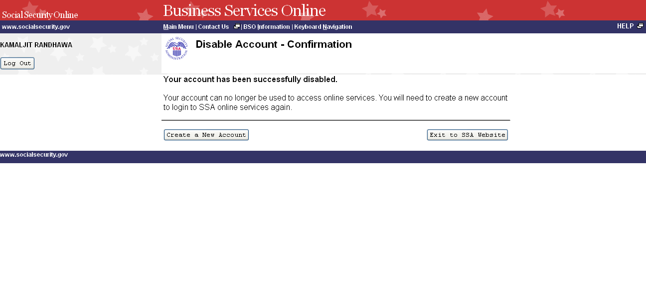 BSO Tutorial Tax Year 2009 Registration Services NOTA ACLARATORIA Si pulsa el botón «Disable Account» (Inhabilite la cuenta), su cuenta será inhabilitada permanentemente.