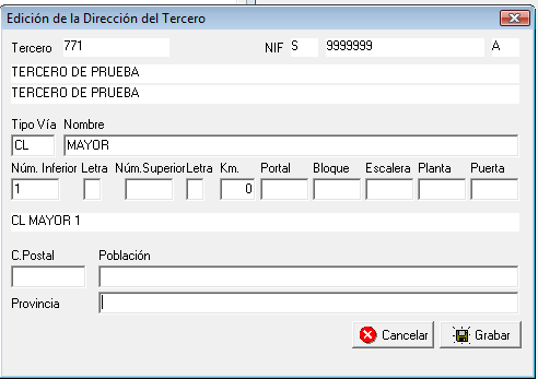 Para la contabilidad de SPAI, se incorpora un botón para editar la dirección de la ficha del tercero en