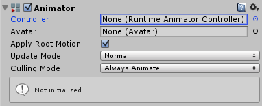 Ventana inspector con transición seleccionada Animator Es el componente principal a través del cual se añaden animaciones a los objetos.