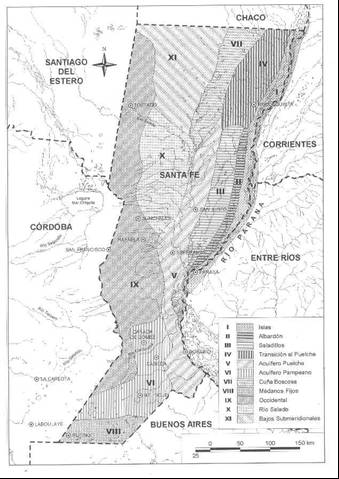 Areas Hidrogeológicas en la Provincia de Santa Fe I- ISLAS DEL PARANA II- ALBARDON COSTERO III- SALADILLOS IV- TRANSICION AL PUELCHENSE