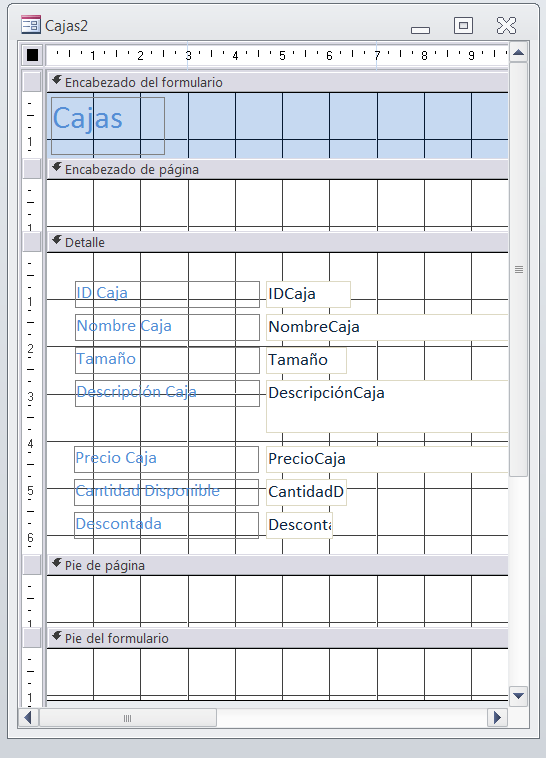 Secciones del Formulario Encabezado del formulario: muestra información que se mantiene invariable para todos los registros (título del formulario, el logotipo, etc.).
