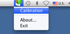 Para Mac OS (continuación) : Icono SP6 Driver : Icono del ratón Barra de herramientas Calibración de la cámara 3) Haga clic en el icono de SP6 Driver en la barra de menús.