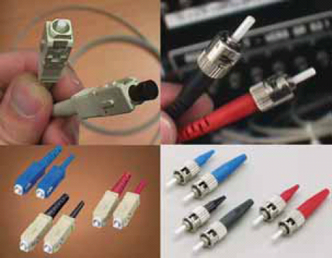 3. Conectores para fibra óptica Conectores para fibra óptica Los conectores más comunes utilizados en instalaciones de fibra óptica para redes de área local son los conectores ST y SC.