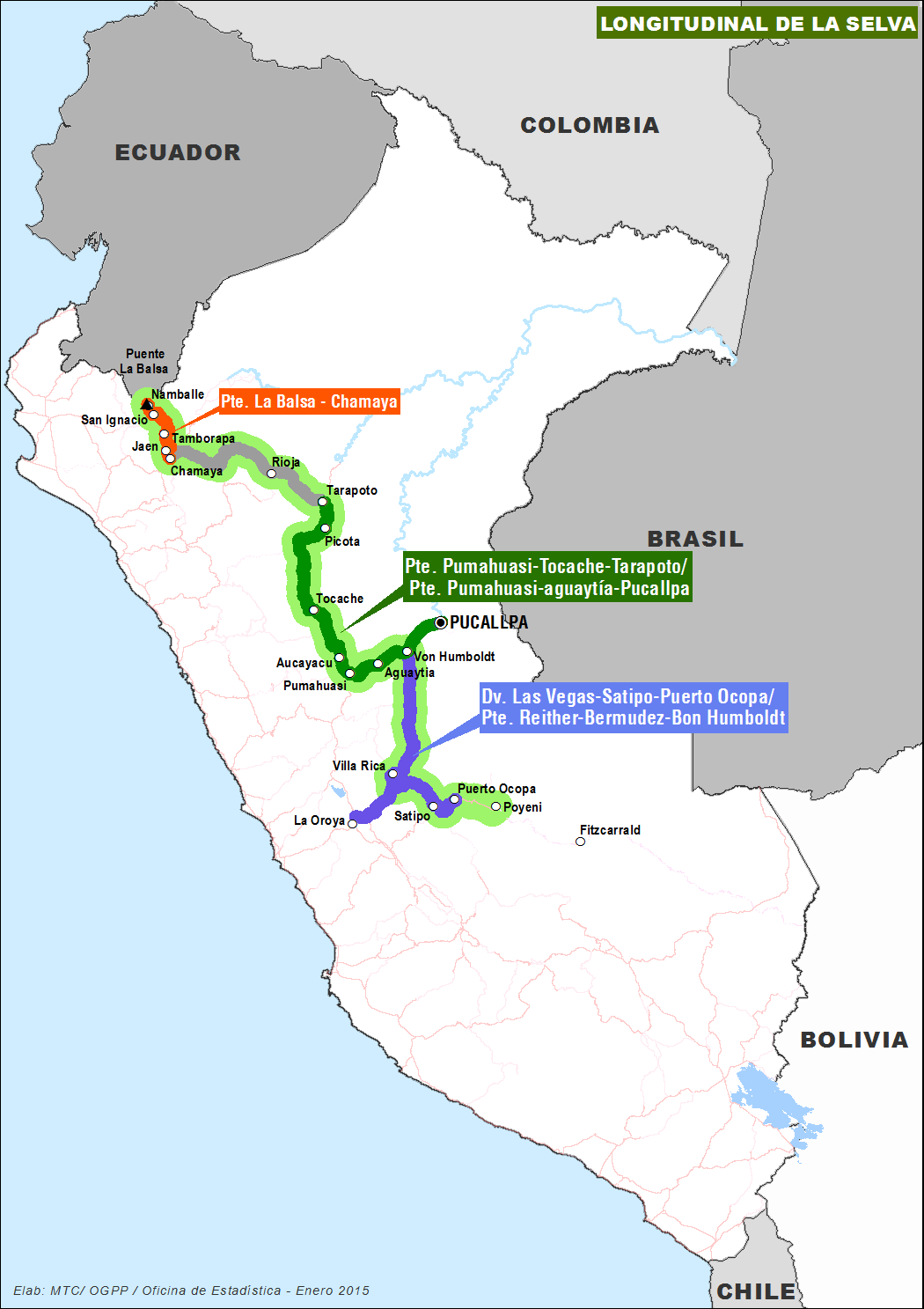 Carretera Longitudinal de la Selva Descripción y Estado Actual La Carretera Longitudinal de la Selva cuenta con 1,809 Km.