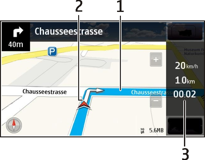 Mapas 97 Puede conducir sin un destino fijo. El mapa sigue su ubicación y, en caso de estar disponible, muestra automáticamente la información de tráfico.