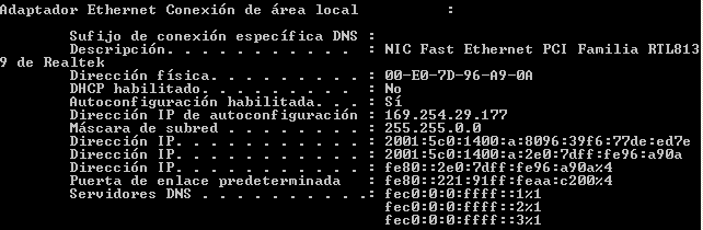 Finalmente tenemos configuradas las direcciones locales y globales así como la de la puerta de enlace y los servidores DNS 3.2.4.