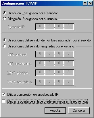 Ilustración 71: Configuración de la red de TTD en Windows 98 18. Elija la casilla Configuración TCP/IP y realice los ajustes según la ilustración siguiente. 19.
