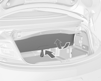 72 Portaobjetos Consola trasera Compartimento de carga Hay otro compartimento portaobjetos situado debajo de la bandeja intermedia. Levante la bandeja intermedia y fíjela en posición vertical.