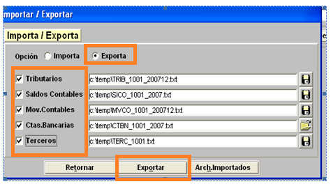 Página: 18 de 37 i. Dar clic en el botón Importar/Exportar; se habilita una ventana Importar/Exportar.