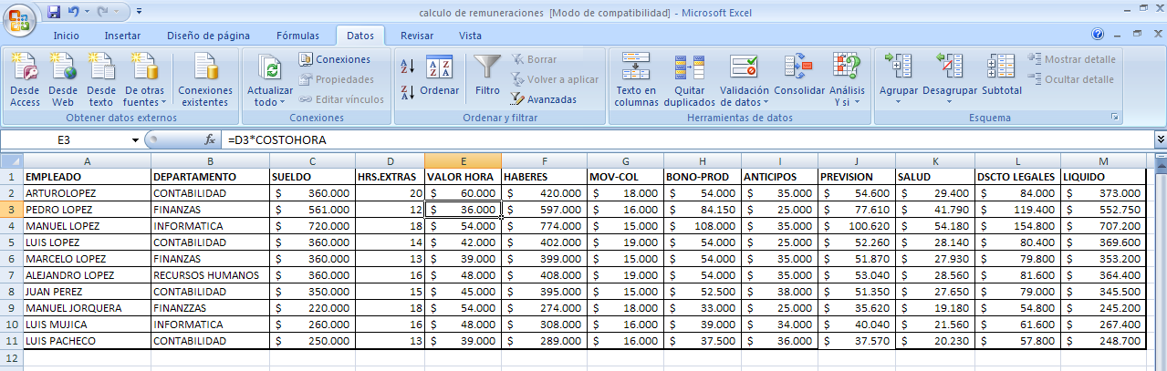 Tablas y Gráficos Dinámicos Microsoft Excel 2007 4. MANEJO DE DATOS 4.1.