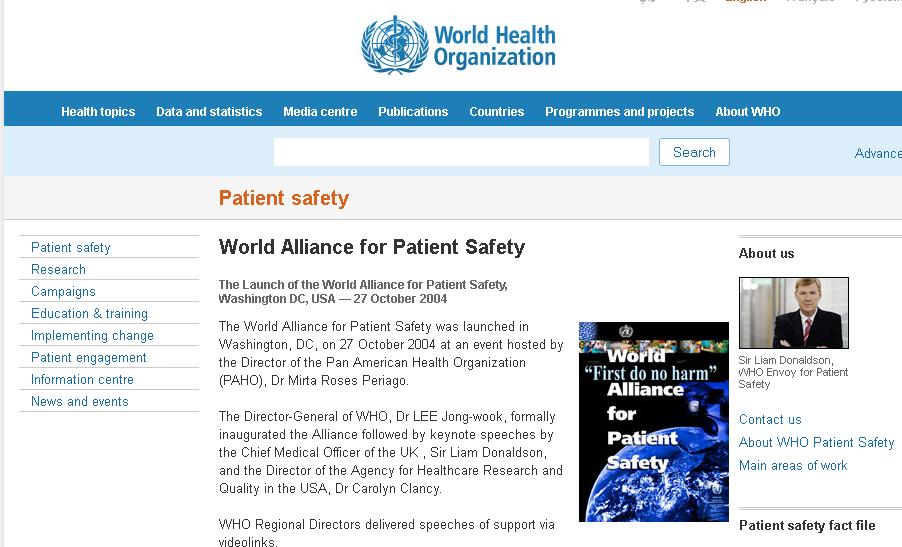 OMS 2004 Alianza Mundial para la Seguridad del Paciente SOLUCIONES INAUGURALES PARA LA SEGURIDAD DEL PACIENTE: 1- Medicamentos de aspecto o nombre parecidos.