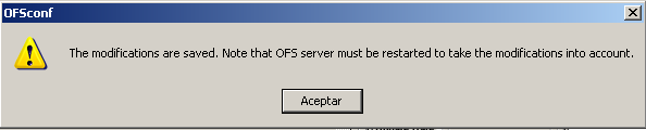 Comunicación con OFS (OPC Factory Server) Configuración del Servidor OFS: Pulsar en el botón Apply para validar la