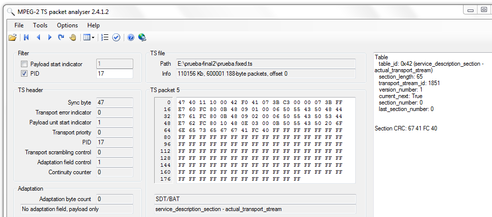 descriptores: 11 Bytes. ID servicio 16 bits 0xE761 ID del servicio.