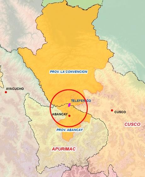 El teleférico que cruzará el Cañón de Apurímac, tendrá una recorrido de 5.4 Km, en 2 tramos (3,4 km y 1,99 km), y una capacidad de 400 p/h.