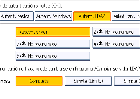 Configuración de la autenticación de usuario 5. Pulse [Cambiar] para "Atributo único". 6. Introduzca el atributo único y, a continuación, pulse [OK].