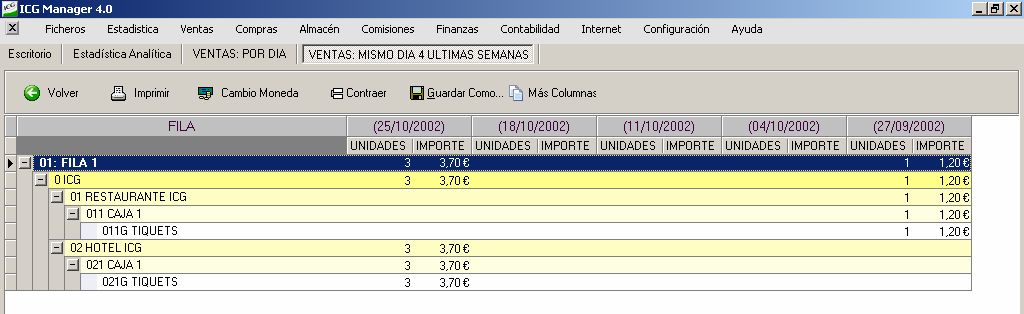 Menú Estadísticas Manual de ICGManager Una vez rellenados los filtros deseados en esta pantalla pulse Siguiente para pasar a la pantalla en la que se definen las fechas a tener en cuenta.