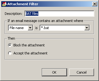 verificar el funcionamiento correcto del antivirus y/o el filtro de adjuntos.