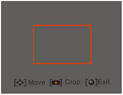 1. Presione el botón MENU. 2. Presione el botón RIGHT/LEFT para seleccionar el ícono Cortar, y se mostrará el siguiente menú Cortar imagen Cancelar 3.