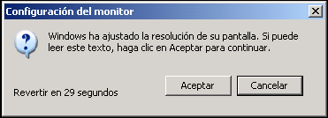 CONFIGURACIÓN DE PANTALLA o Windows ajustará la configuración de pantalla. Esta opción podrá ser modificada posteriormente.