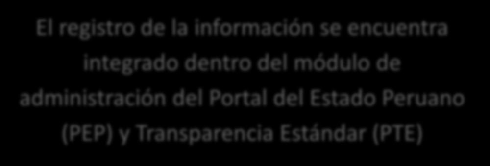 Características del Portal El registro de la información se encuentra integrado dentro del