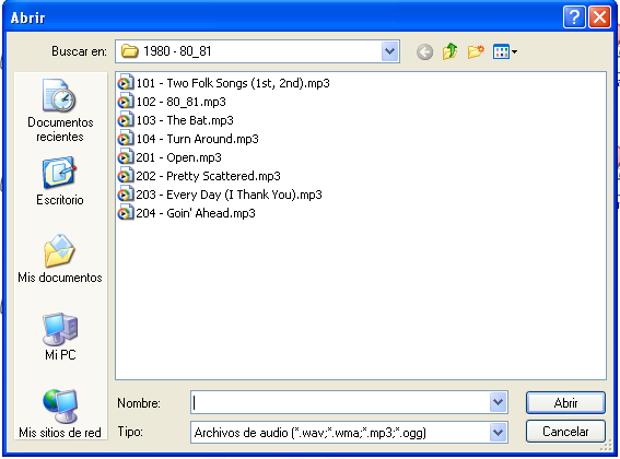 Ventana de abrir fichero de Windows Nota: Si su aula está equipada con GlobalMaster, este botón no abrirá el explorador de Microsoft Windows, sino que directamente le llevará a la unidad de CD