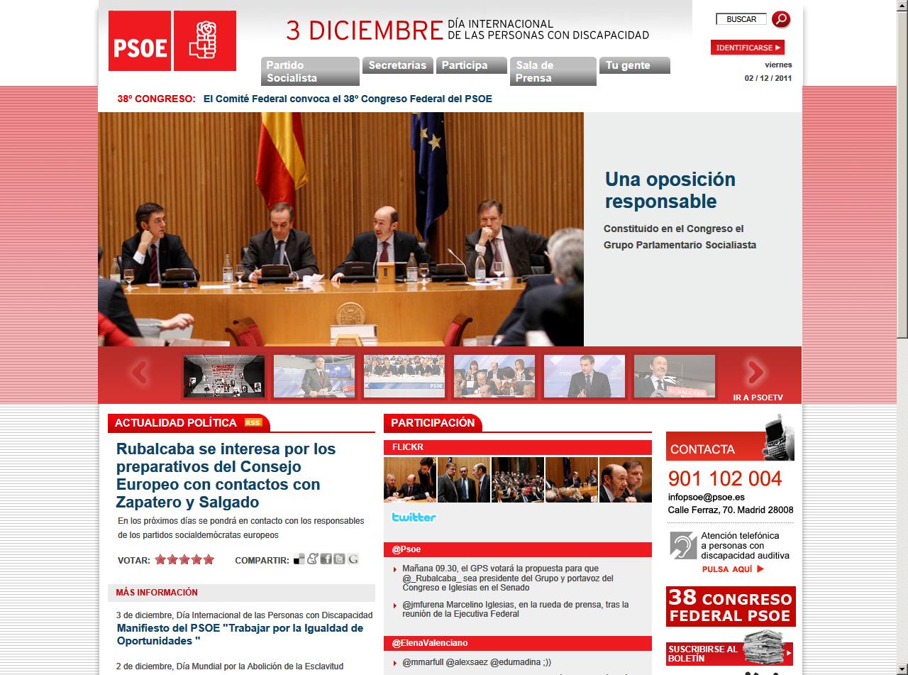 Figura 6: Página principal del PSOE UPyD Figura 7: Puntuación de la página del PSOE obtenida en examinator El sitio web de UPyD 9, logra una puntuación