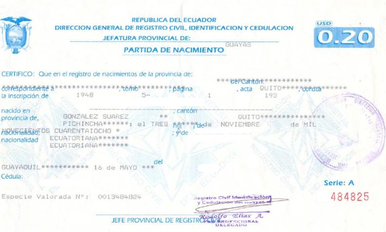 We do NOT accept this type of document issued by the Civil Registry Office NO aceptamos este tipo de documento emitido por el Registro Civil NOTE: If you are not able to get a direct copy from the