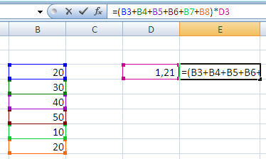 MODIFICAR FÓRMULAS Ubicando el cursor en la celda que contiene la fórmula a modificar, Excel mostrará en la barra de fórmulas la expresión en esa celda, como se muestra en la siguiente figura: