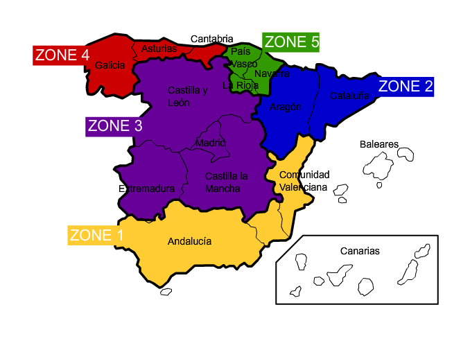 Figura 4-2: Zonificación Península Española.