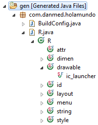 Carpeta /gen Contiene el código que se genera de forma automática, cada vez que el proyecto sea compilado.