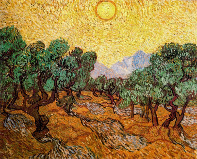 Olive Trees with Yellow Sky and Sun. 1889. Óleo sobre lienzo.