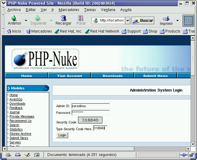Thales-CICA 2003 PHP con MySQL: instalación de phpnuke Página 87 8.