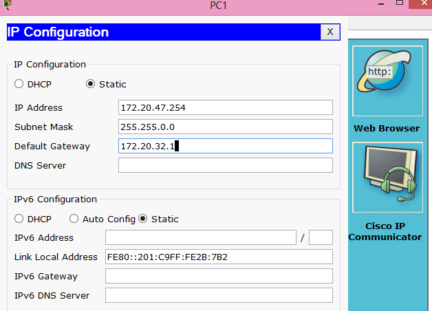 Serial 3/0 Configure las interfaces de Ethernet de PC1, PC2 y PC3 con las