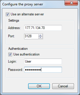 Usar servidor proxy - seleccione para habilitar el servicio de Servidor Proxy en Software de Despacho TRBOnet para acceder a Internet.