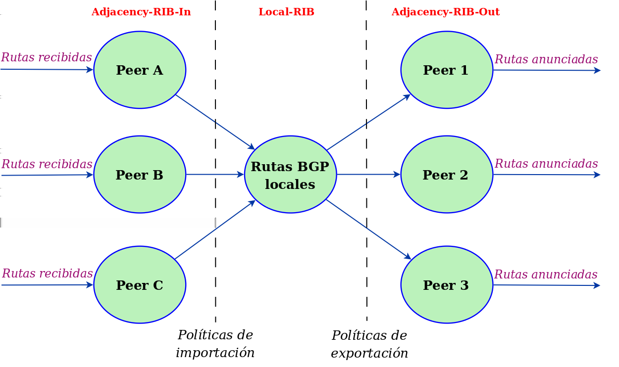 RIB (Routing Information Base) Sesiones
