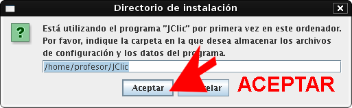 3. En la nueva página, selecciona el enlace JCLIC que abrirá directamente el archivo de descarga. 4. MUY IMPORTANTE, en la ventana que se abre selecciona la opción ABRIR CON.