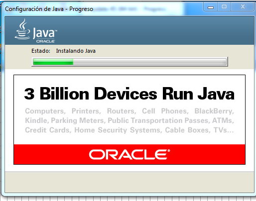 Gráfico 18: Descargar java Procedemos a instalar java en la siguiente ventana del asistente de instalación de Java pulsaremos "next" para seguir con la instalación, nos permitirá elegir las opciones