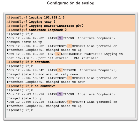Capítulo 8: Supervisión de la red 8.1.2.4 Verificación de syslog Puede utilizar el comando show loggingpara ver cualquier mensaje que se registre.