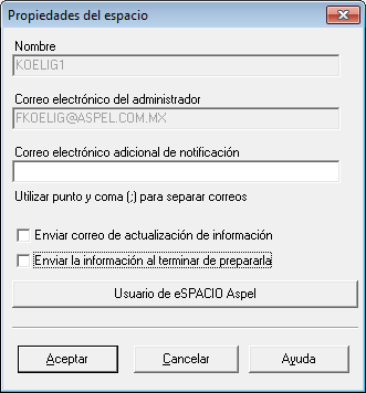 Adicionalmente, se tiene la posibilidad de que al utilizar la función de Respaldos automáticos de Aspel-SAE, se pueda registrar el archivo de respaldo para su envío programado al espacio Aspel. 1.