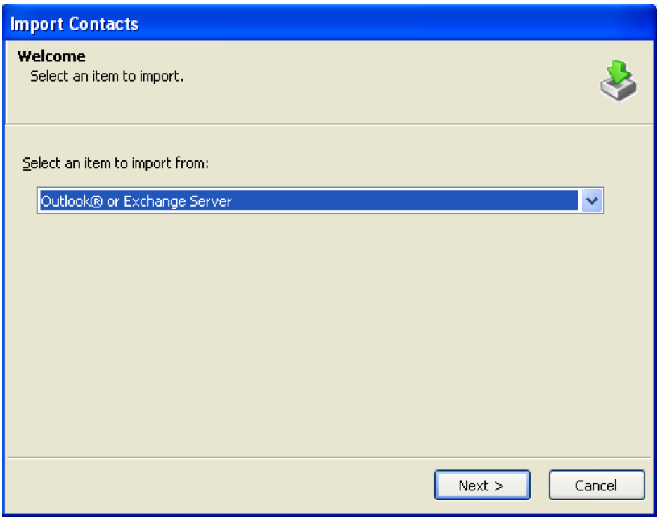 Importar contactos de correo electrónico Elige Import Contacts y verás esta pantalla.