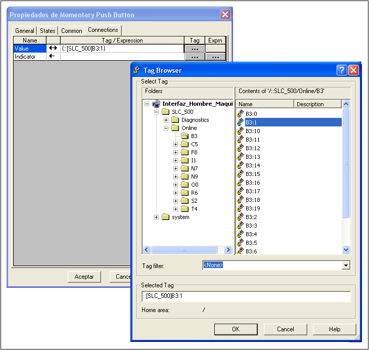 Posteriormente despues de crear el acceso directo (Shortcut) en RSLinx Enterprise, se da click en la pestaña Copy que copiara la configuraciones de comunicaciones en la ficha Local a la ficha Target,