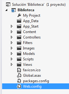 Estructura de directorios del nuevo proyecto Content: almacena el contenido estático de la aplicación. Controllers: almacena los controladores.