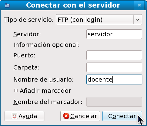 13 Paso 2: Emergerá la siguiente ventana dónde seleccionará el Tipo de servicio con el que trabajará: FTP público Paso 3: Haga clic en el tipo de servicio y elija la opción FTP (con login) Paso 4: