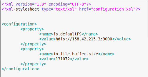 Data Node NameNode En nuestro caso, el fichero core-site.xml queda de la siguiente manera: Imagen 9 - Fichero core-site.xml 4.4.2. hdfs-site.